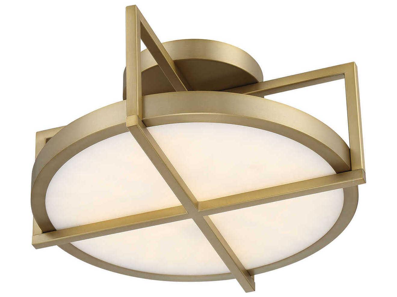 Minka Lavery Boada 1-Light Soft Brass LED Geometric Round Semi Flush Mount