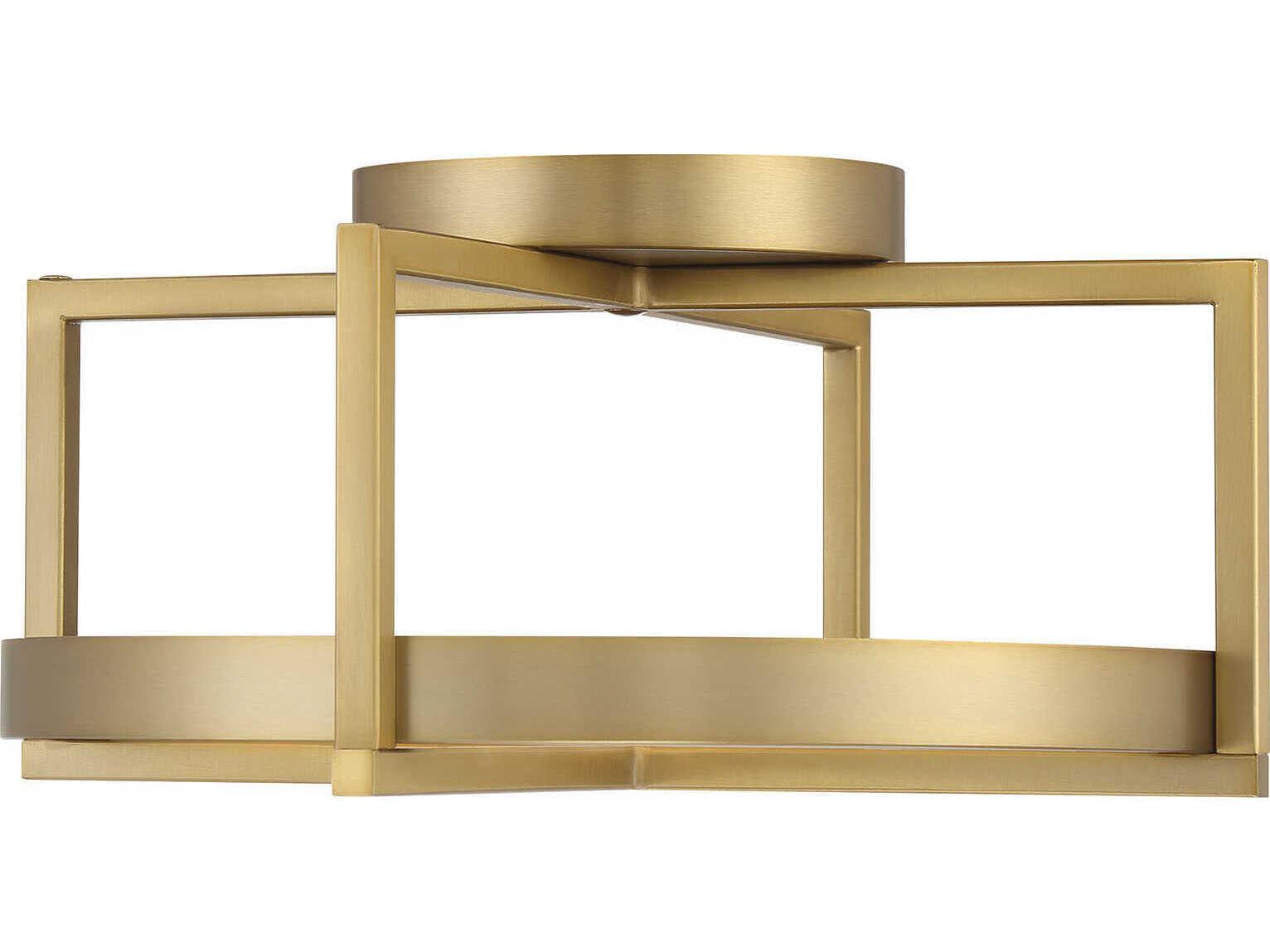 Minka Lavery Boada 1-Light Soft Brass LED Geometric Round Semi Flush Mount
