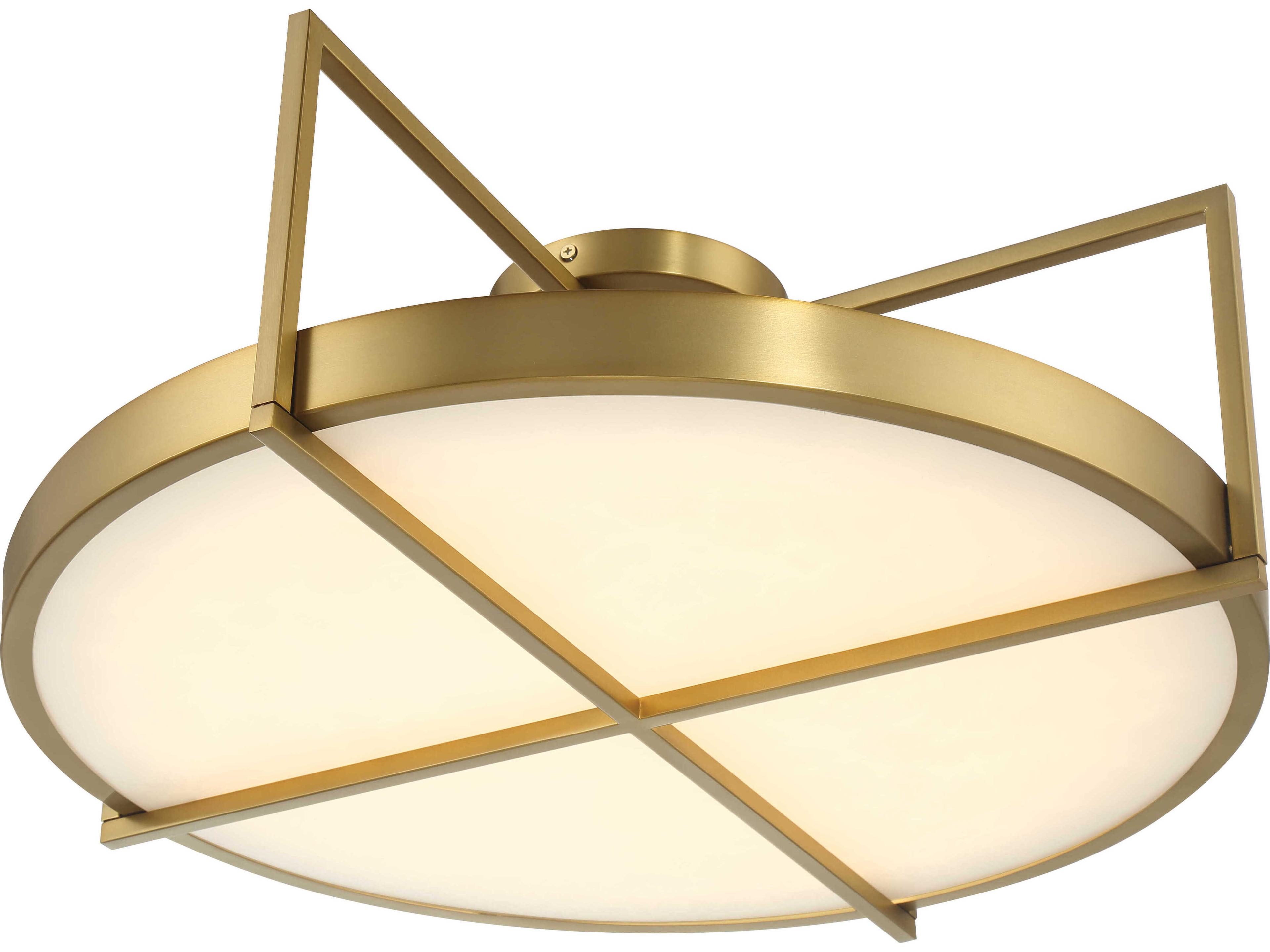 Minka Lavery Boada 1-Light Soft Brass Round Semi Flush Mount