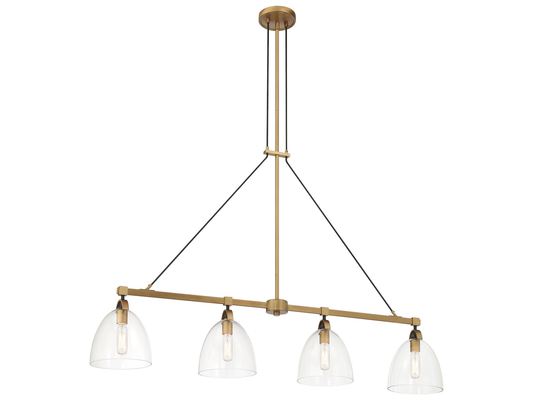 Minka Lavery Sommersby 4-Light Legacy Brass Matte Coal Dome Island Pendant