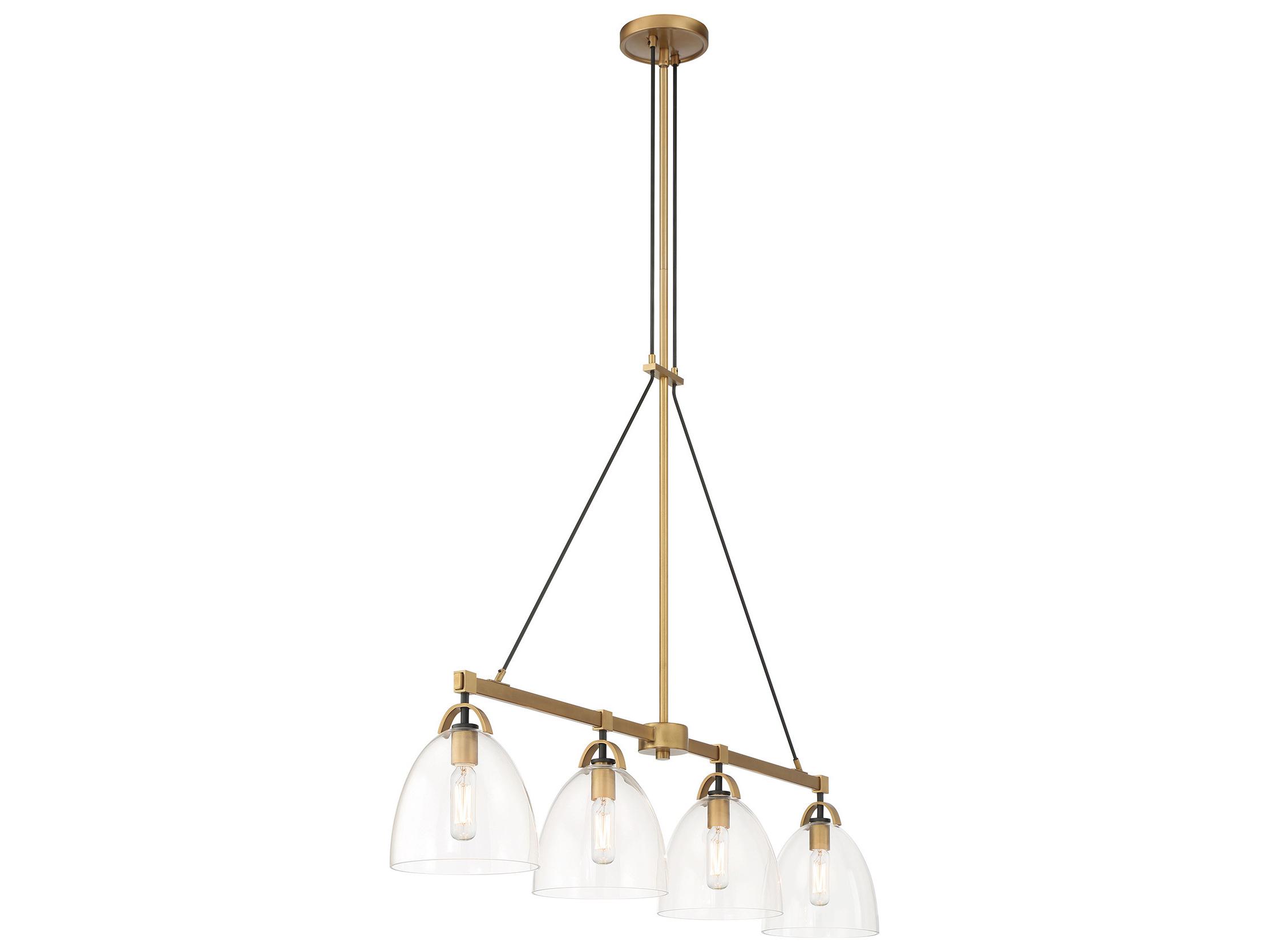 Minka Lavery Sommersby 4-Light Legacy Brass Matte Coal Dome Island Pendant