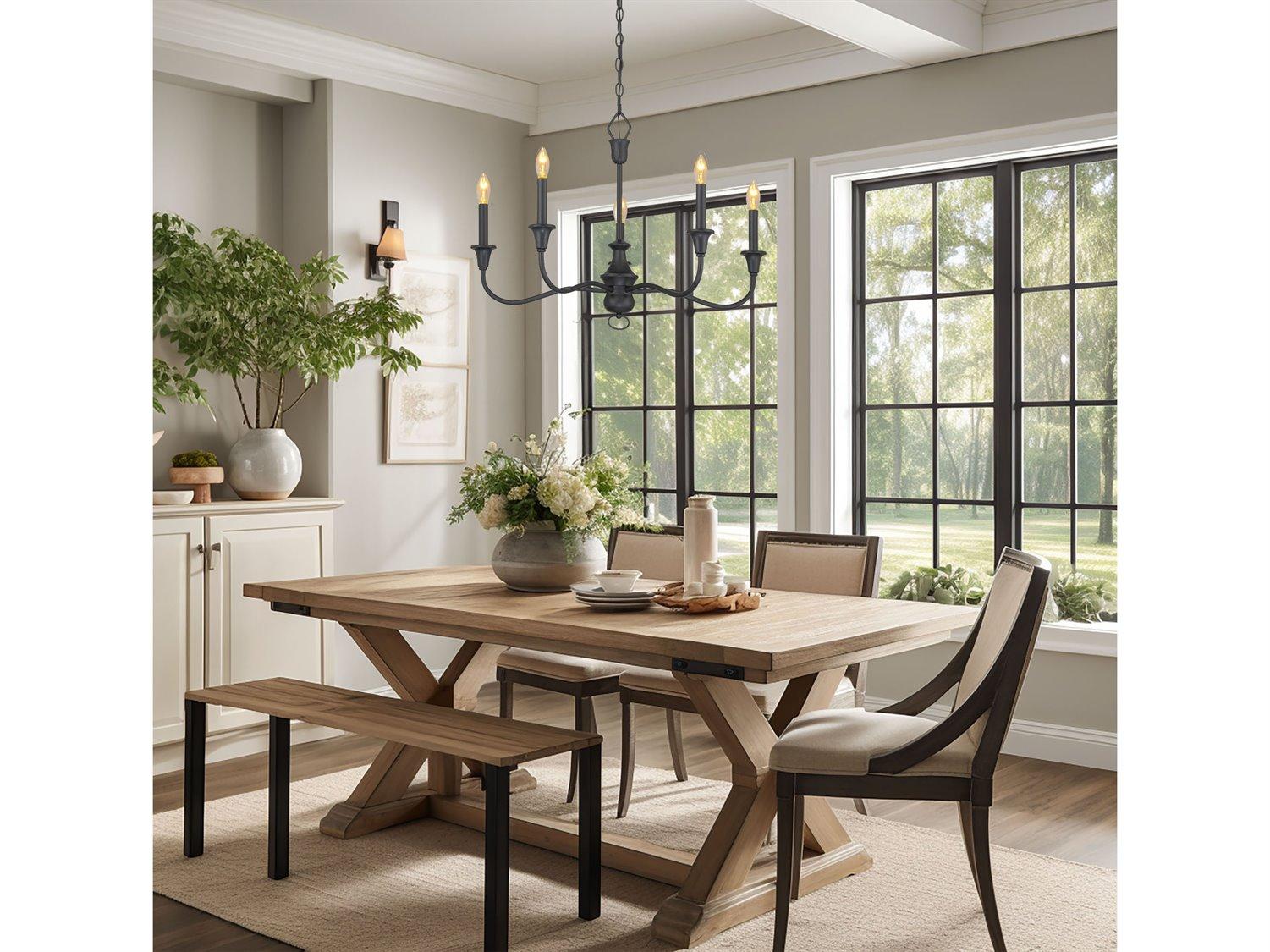 Minka Lavery Halifax County 5-Light Textured Black Candelabra Chandelier