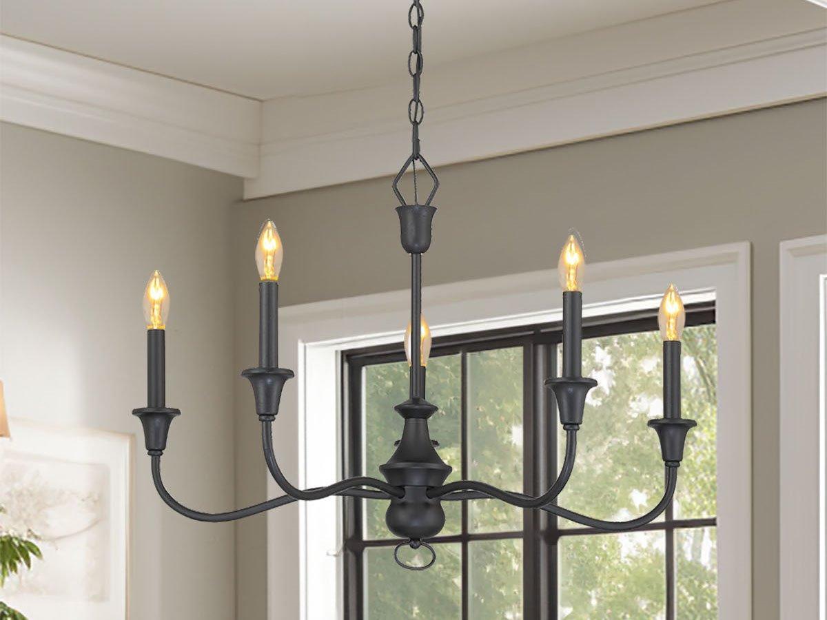 Minka Lavery Halifax County 5-Light Textured Black Candelabra Chandelier