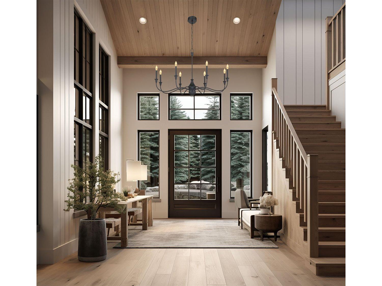 Minka Lavery Halifax County 8-Light Textured Black Candelabra Chandelier