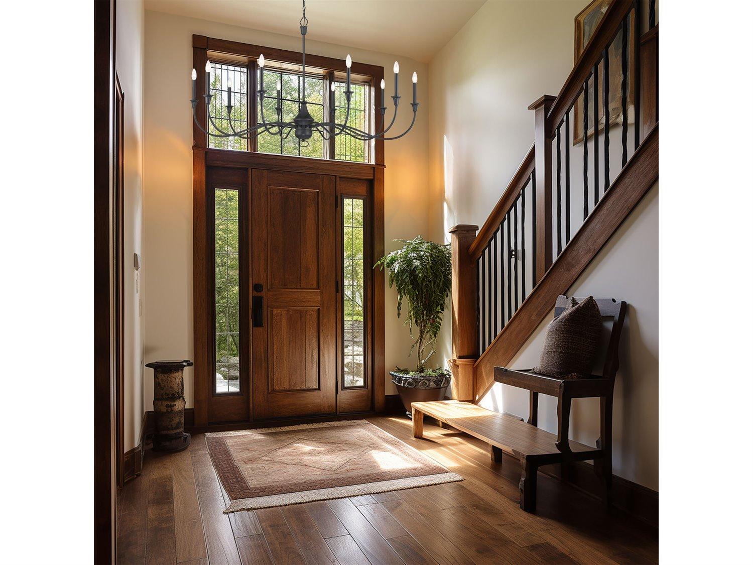 Minka Lavery Halifax County 10-Light Textured Black Candelabra Chandelier