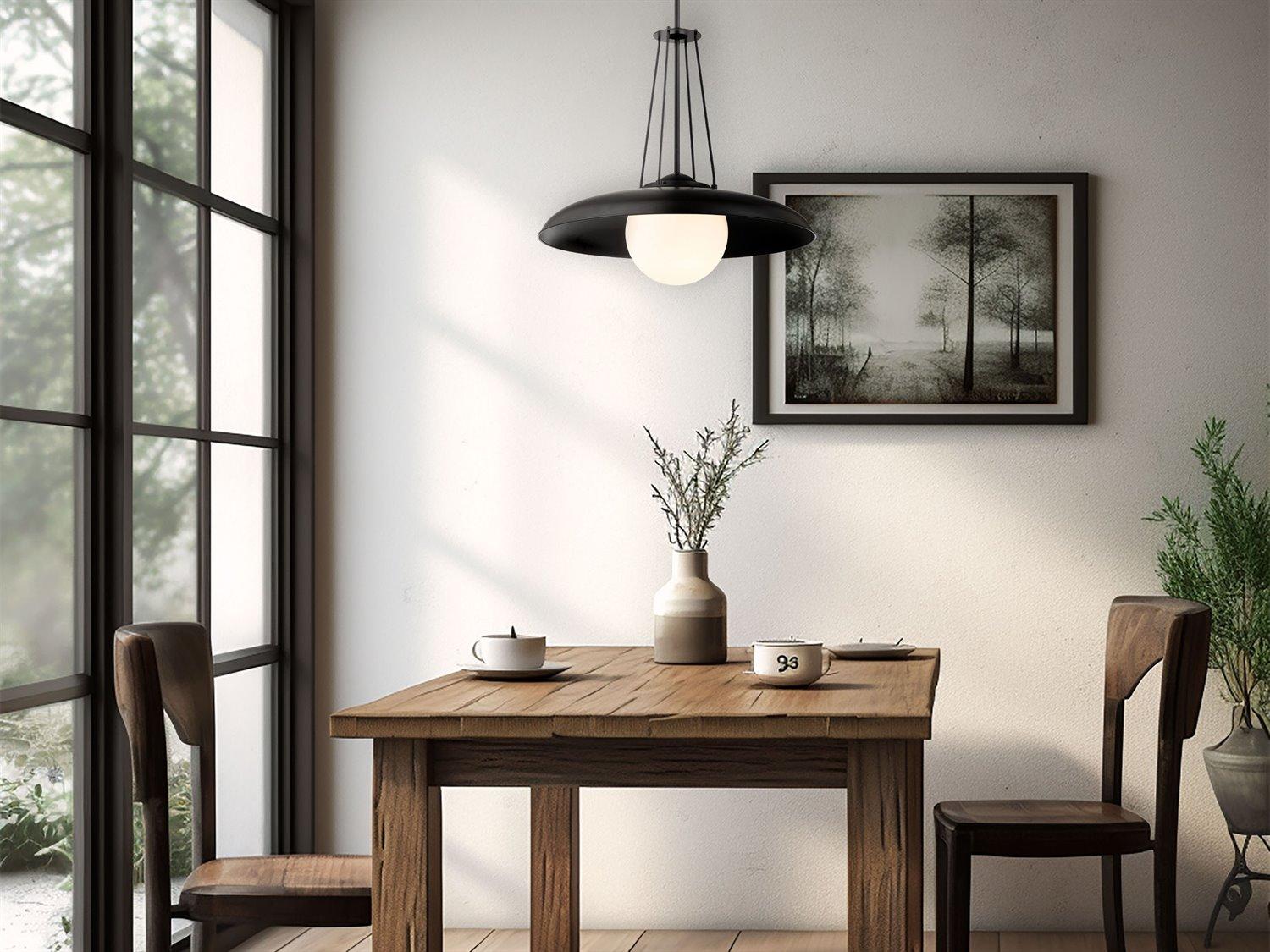 Minka Lavery Schooner Ridge 1-Light Coal Black Glass Dome Globe Pendant