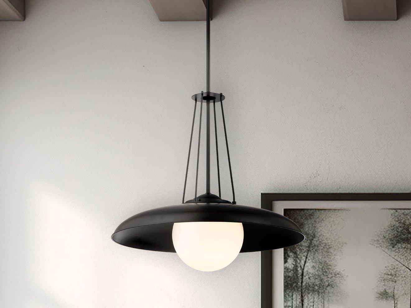 Minka Lavery Schooner Ridge 1-Light Coal Black Glass Dome Globe Pendant