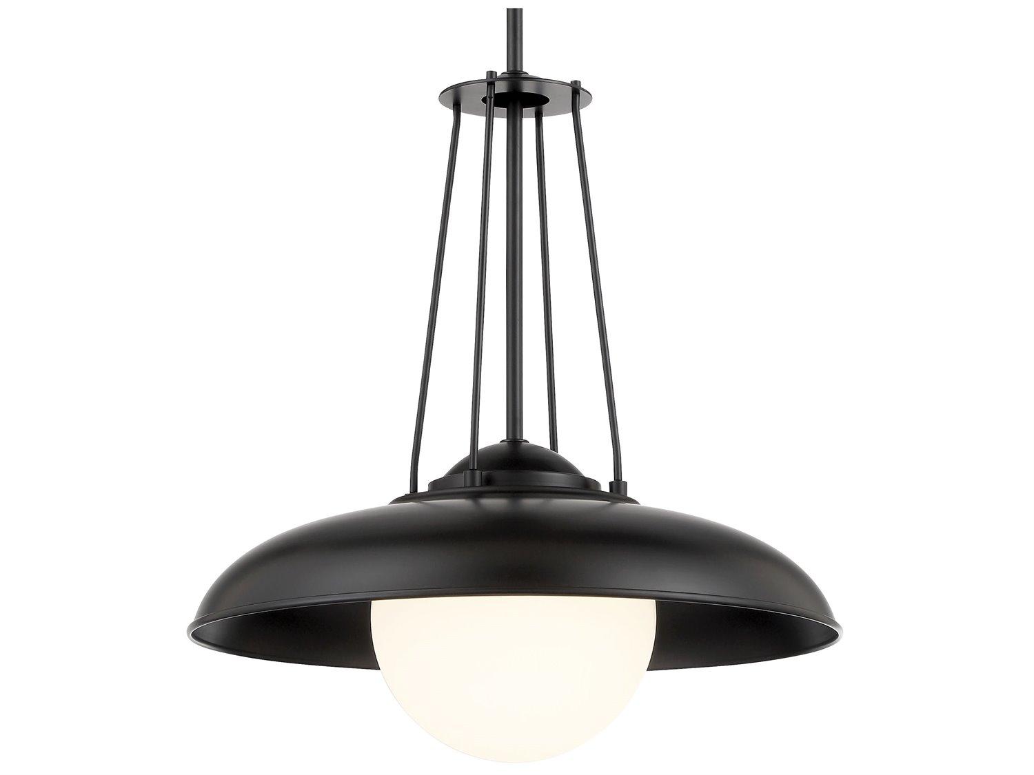 Minka Lavery Schooner Ridge 1-Light Coal Black Glass Dome Globe Pendant