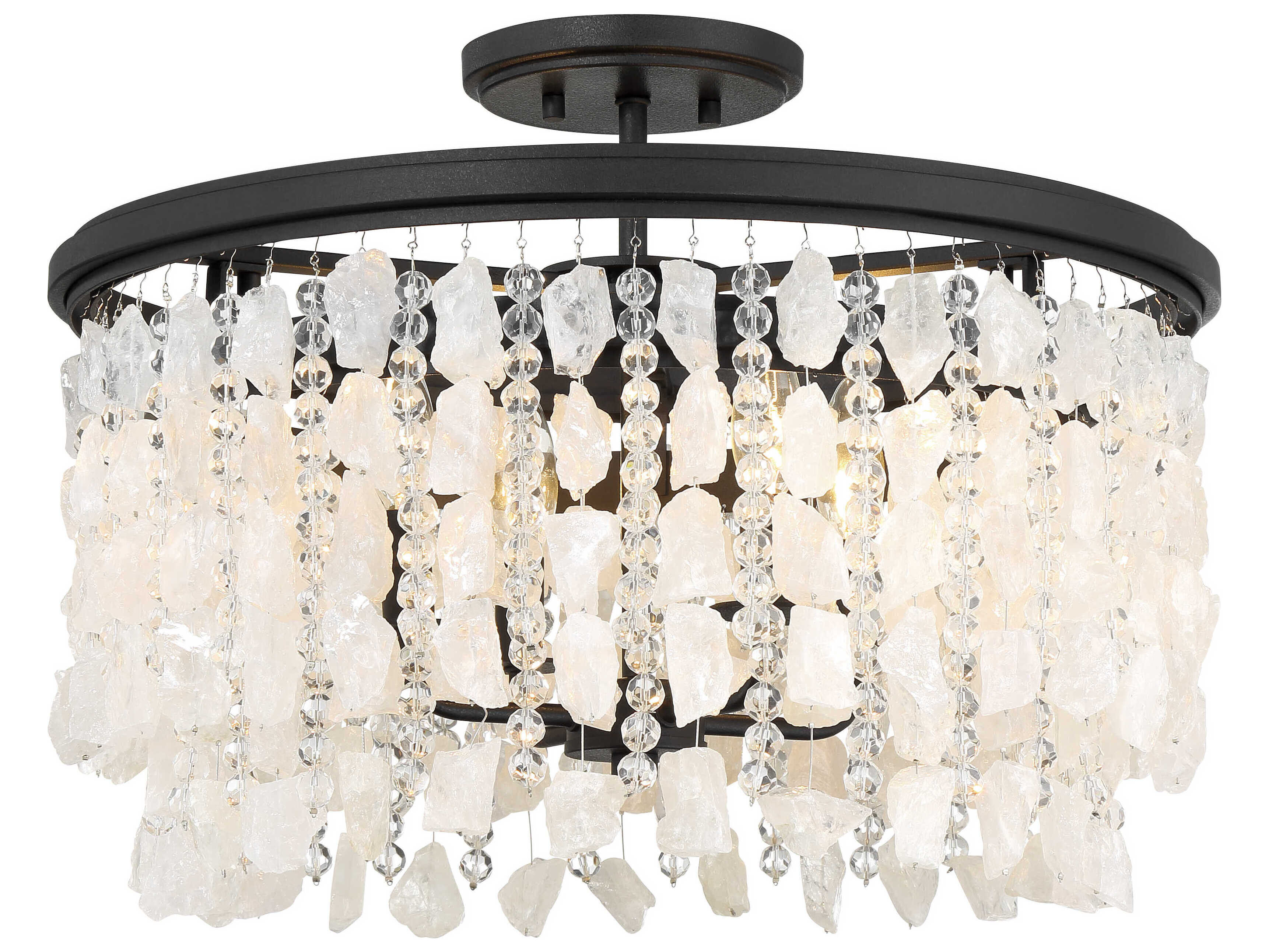 Minka Lavery Shimmering Elegance 4-Light Sand Coal Black Drum Semi Flush Mount