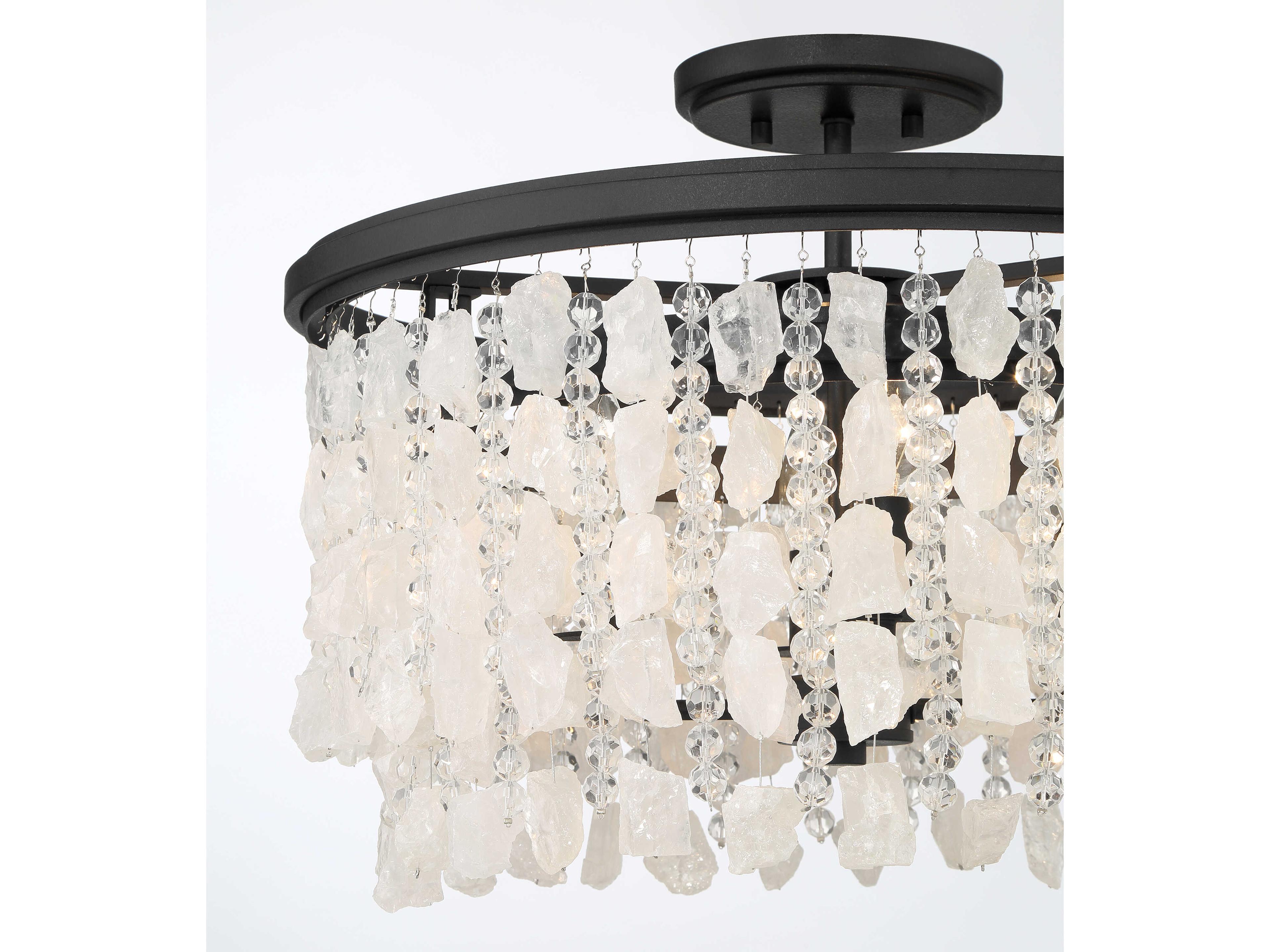 Minka Lavery Shimmering Elegance 4-Light Sand Coal Black Drum Semi Flush Mount