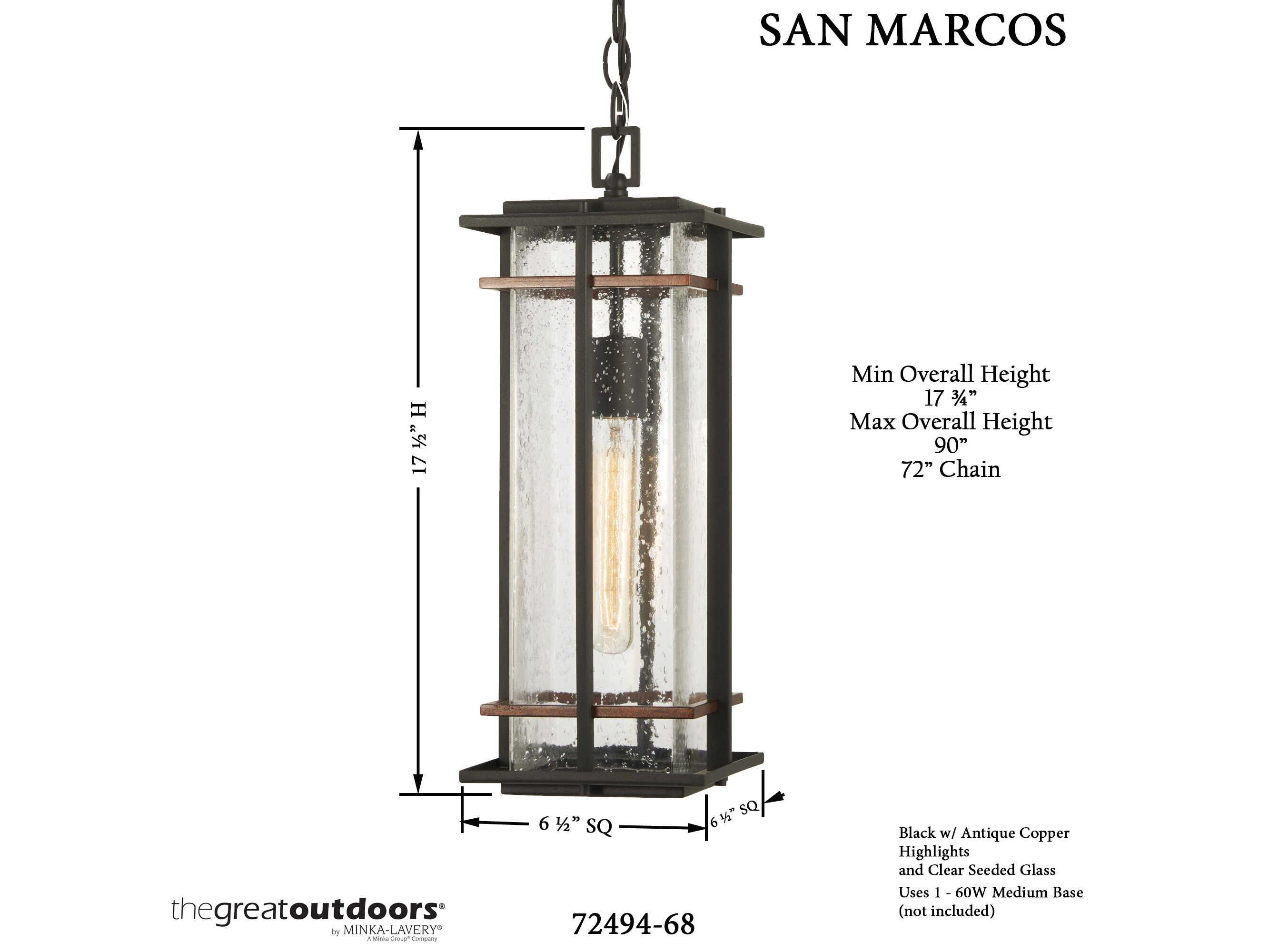 Minka Lavery San Marcos Glass Outdoor Hanging Light