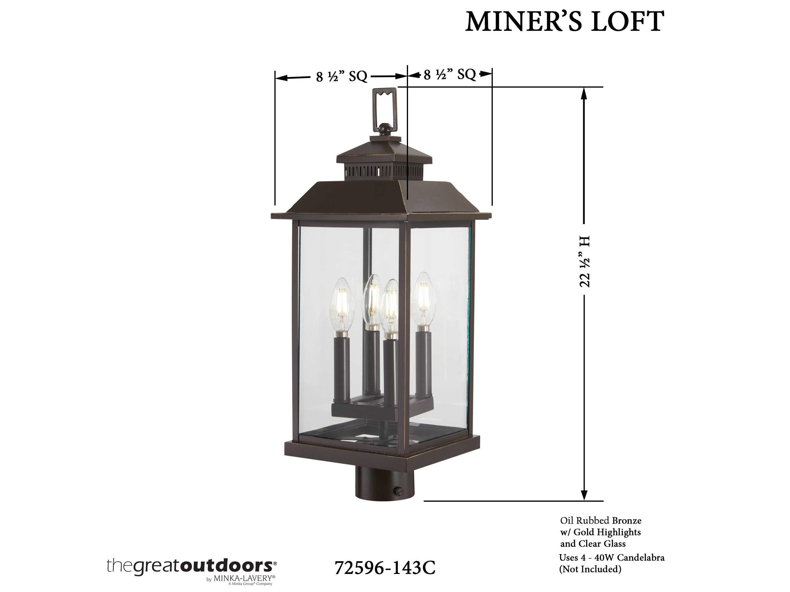 Minka Lavery Miners Loft Glass Outdoor Post Light