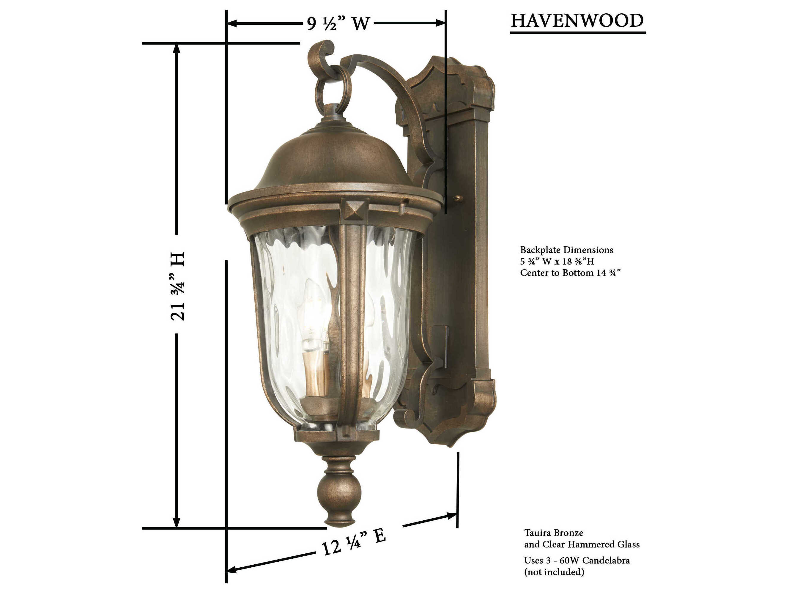 Minka Lavery Havenwood 3-Light Outdoor Wall Light
