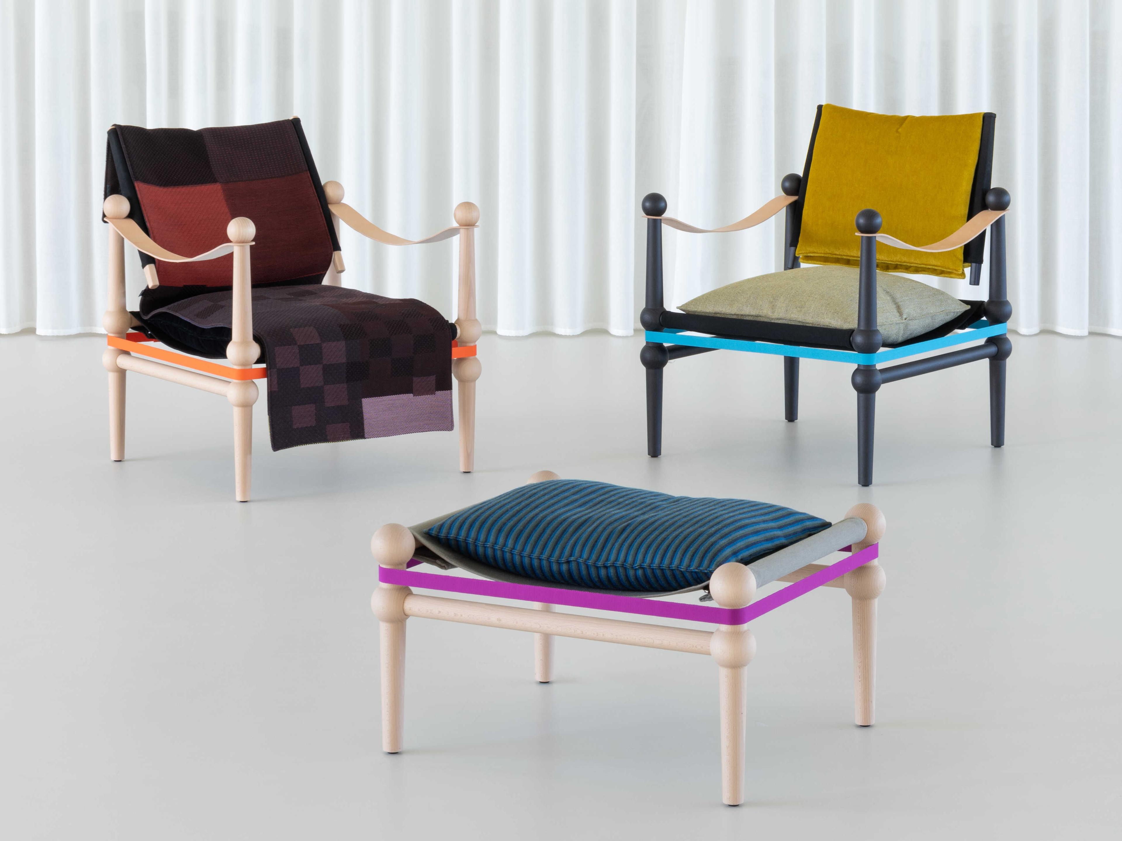 Magis Twain Natural Solid Beech Upholstered Ottoman