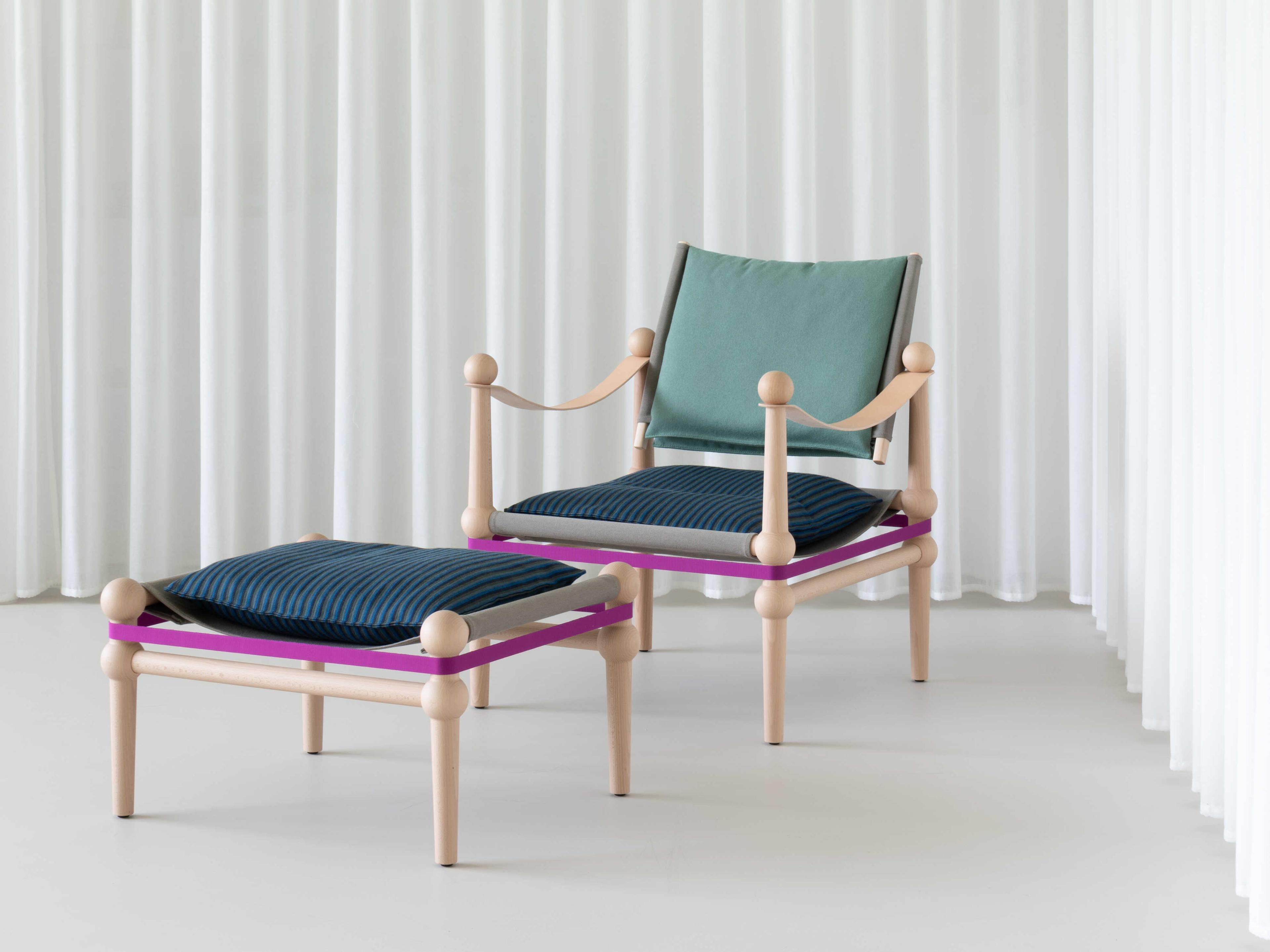 Magis Twain Natural Solid Beech Upholstered Ottoman