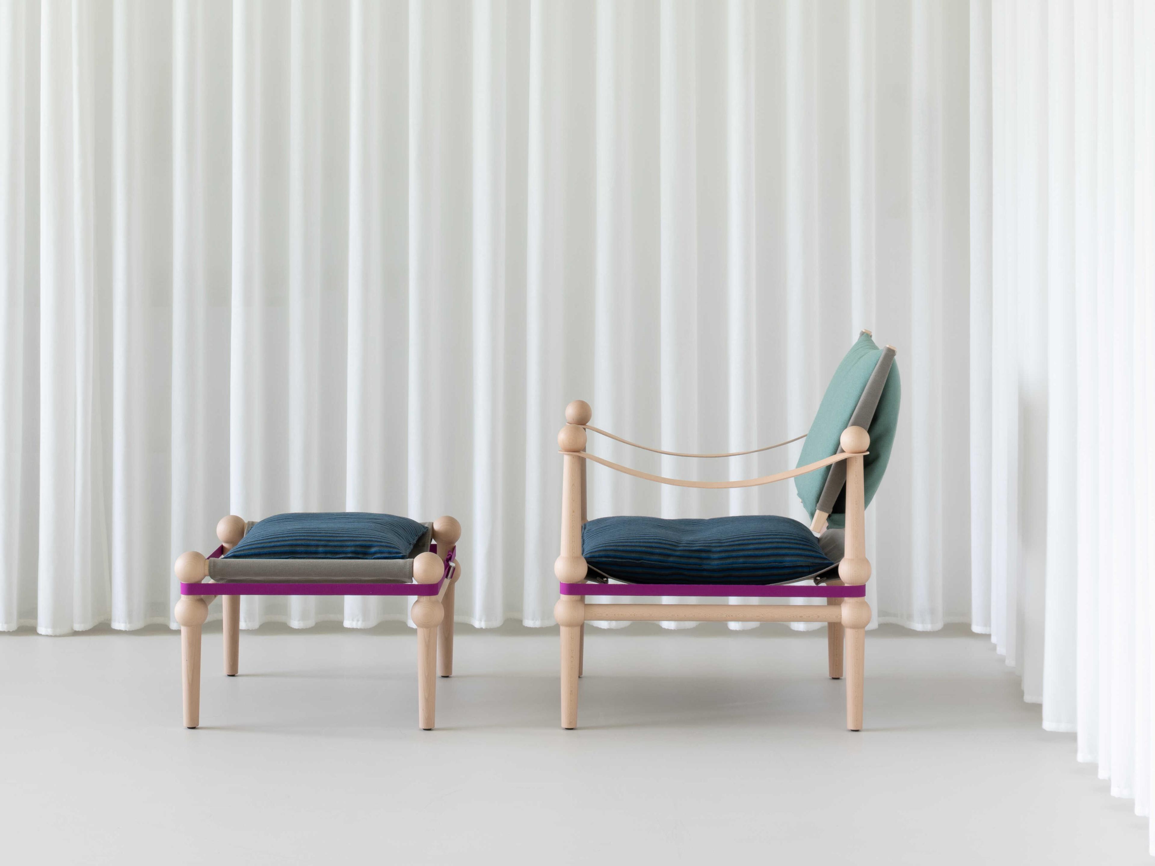 Magis Twain Natural Solid Beech Upholstered Ottoman