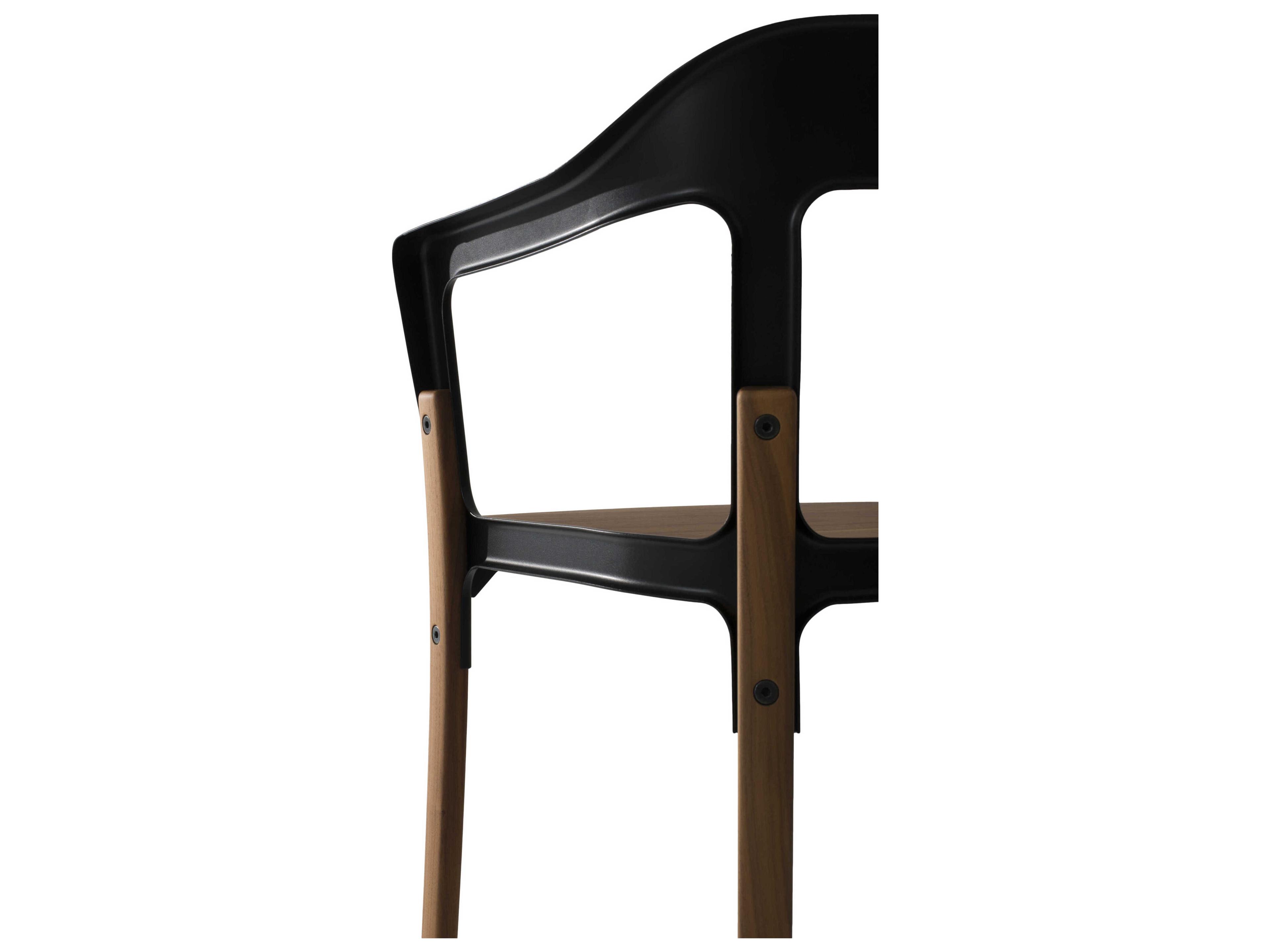 Magis Steelwood Walnut Wood Black Arm Dining Chair