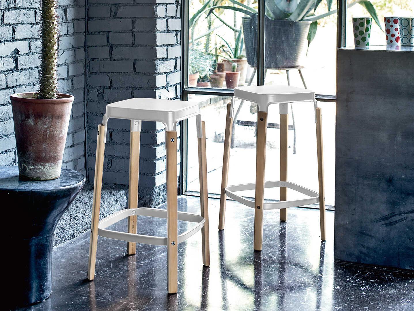 Magis Steelwood Beech Wood Bar Stool