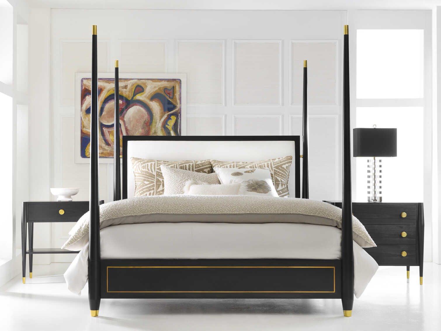 Modern History Home Concourde Black Wood King Four Poster Bedroom Set