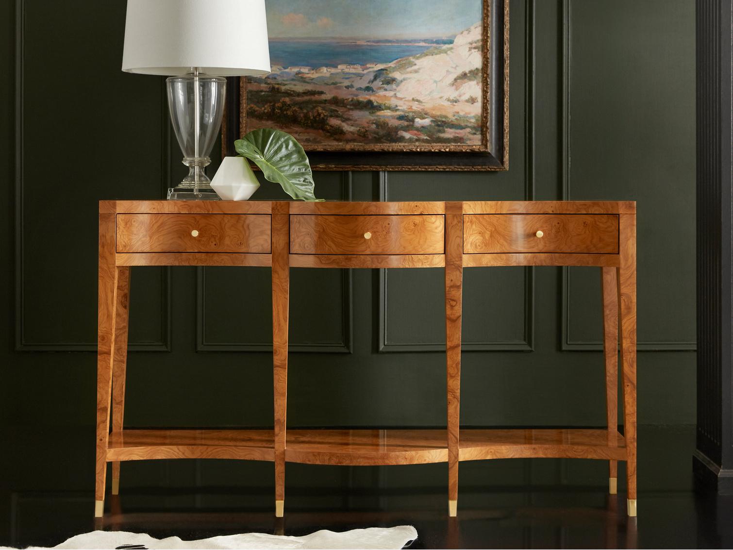 Modern History Home Serpentine Rectangular Wood Console Table