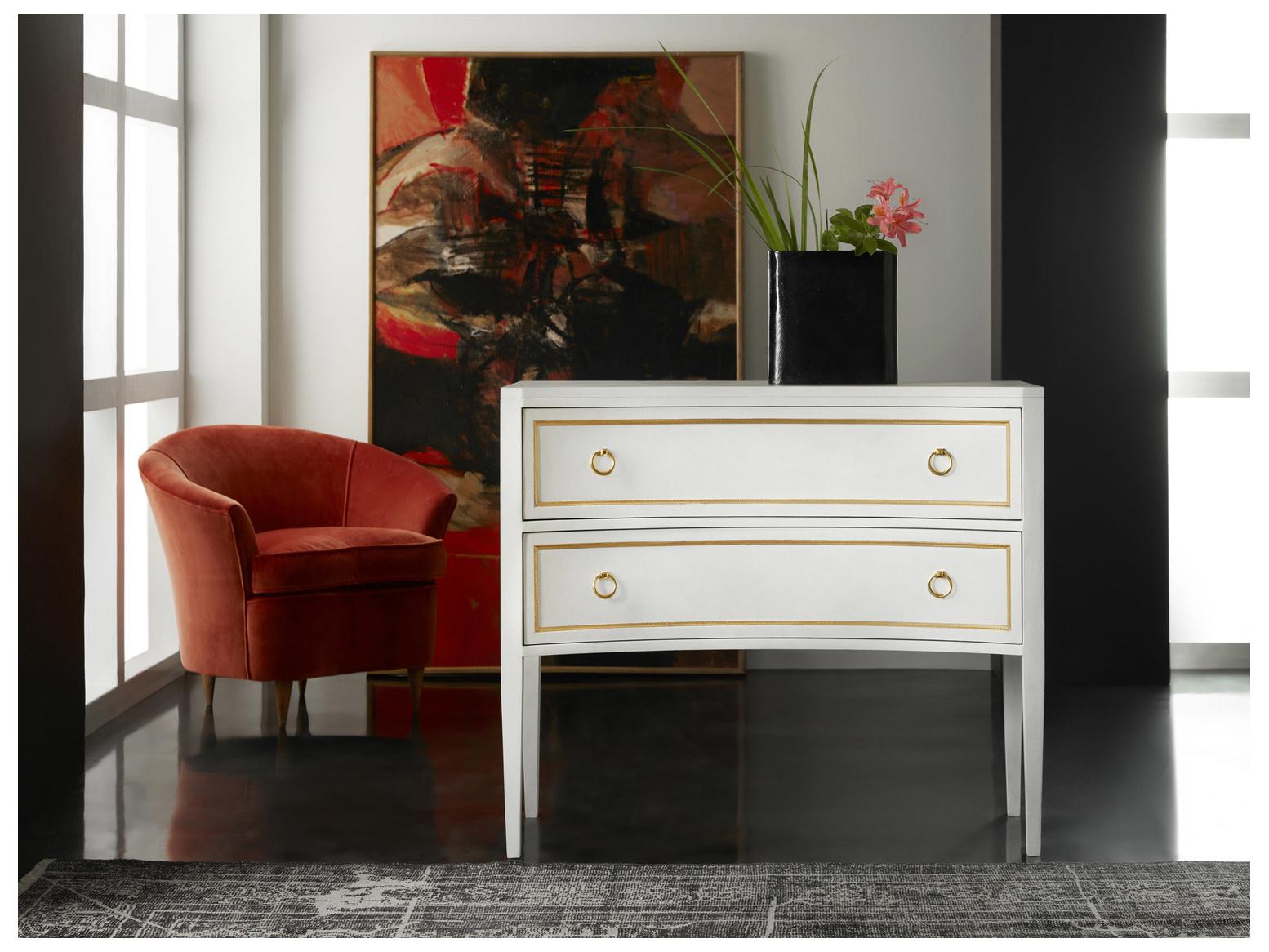 Modern History Home Covington Antique White Painted Gold Leaf Accent Chest