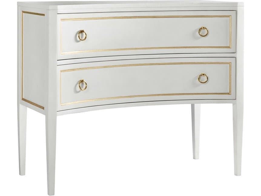 Modern History Home Covington Antique White Painted Gold Leaf Accent Chest