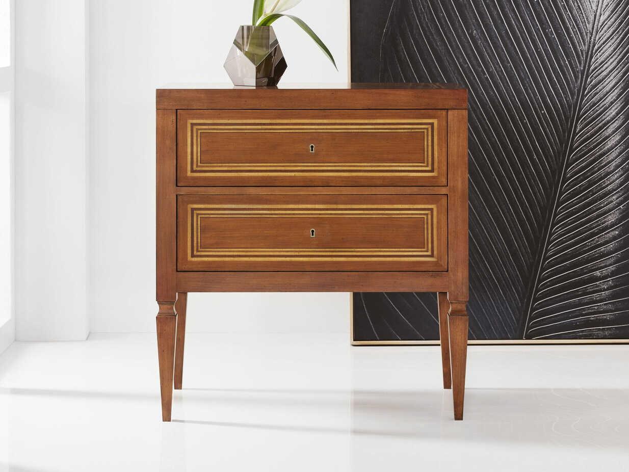 Modern History Home Milan 2-Drawers Brown Fruitwood Nightstand