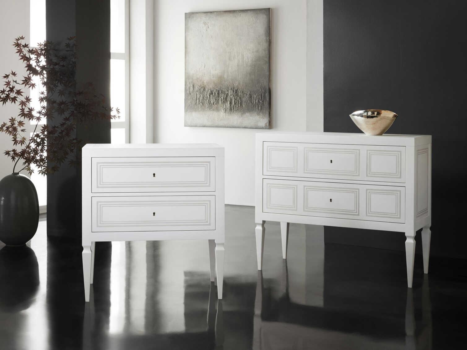 Modern History Home Milan 2-Drawers White Oak Wood Nightstand