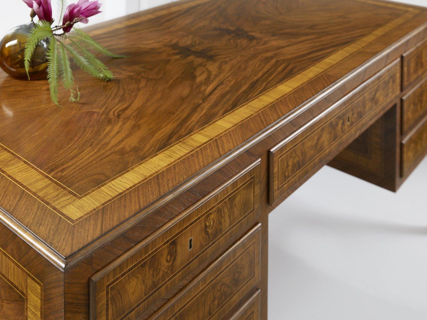 Modern History Home Bezier Brown Burlwood Secretary Desk