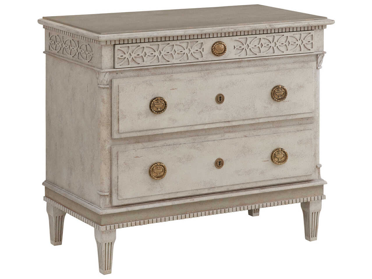 Modern History Home Gustavian 2-Drawers White Nightstand