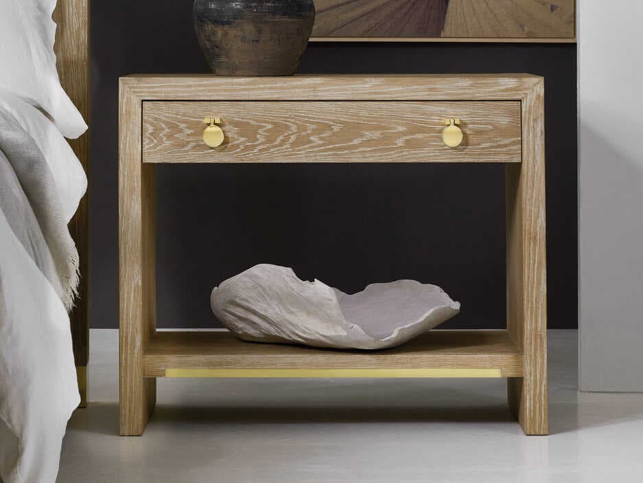 Modern History Home Mirage 1-Drawer Beige Oak Wood Nightstand