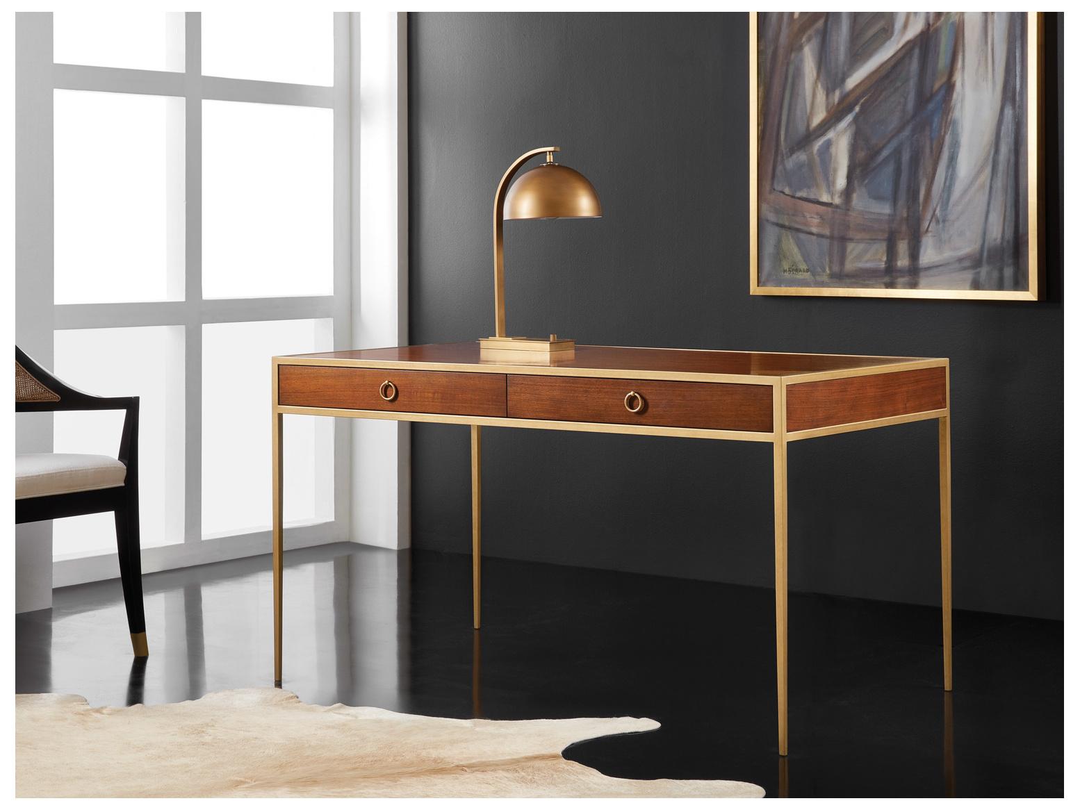 Modern History Home Carlton Brown Oak Wood Writing Desk