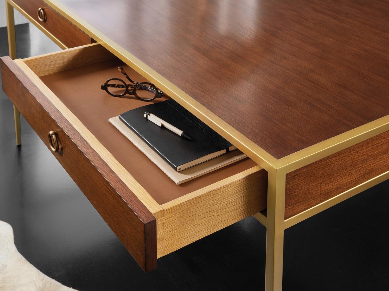 Modern History Home Carlton Brown Oak Wood Writing Desk