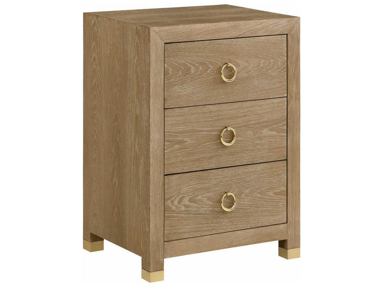 Modern History Home Ventura 3-Drawers Beige Oak Wood Nightstand