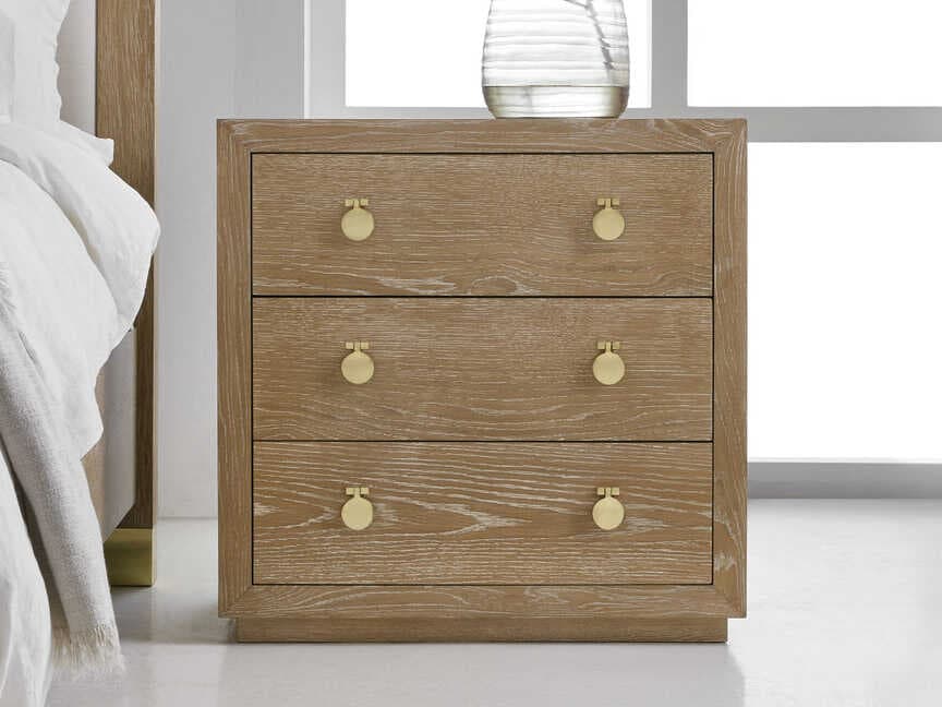 Modern History Home Mirage 3-Drawers Beige Oak Wood Nightstand