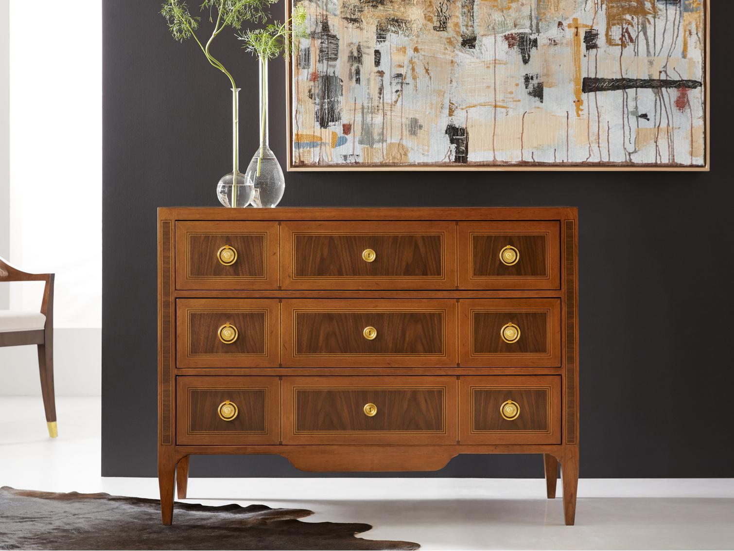 Modern History Home Chambery 3-Drawers Brown Walnut Wood Dresser
