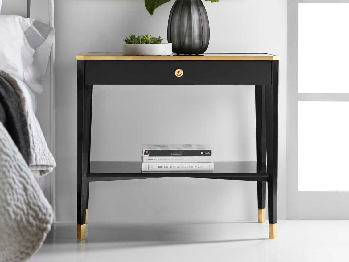 Modern History Home Niles 1-Drawer Black Nightstand