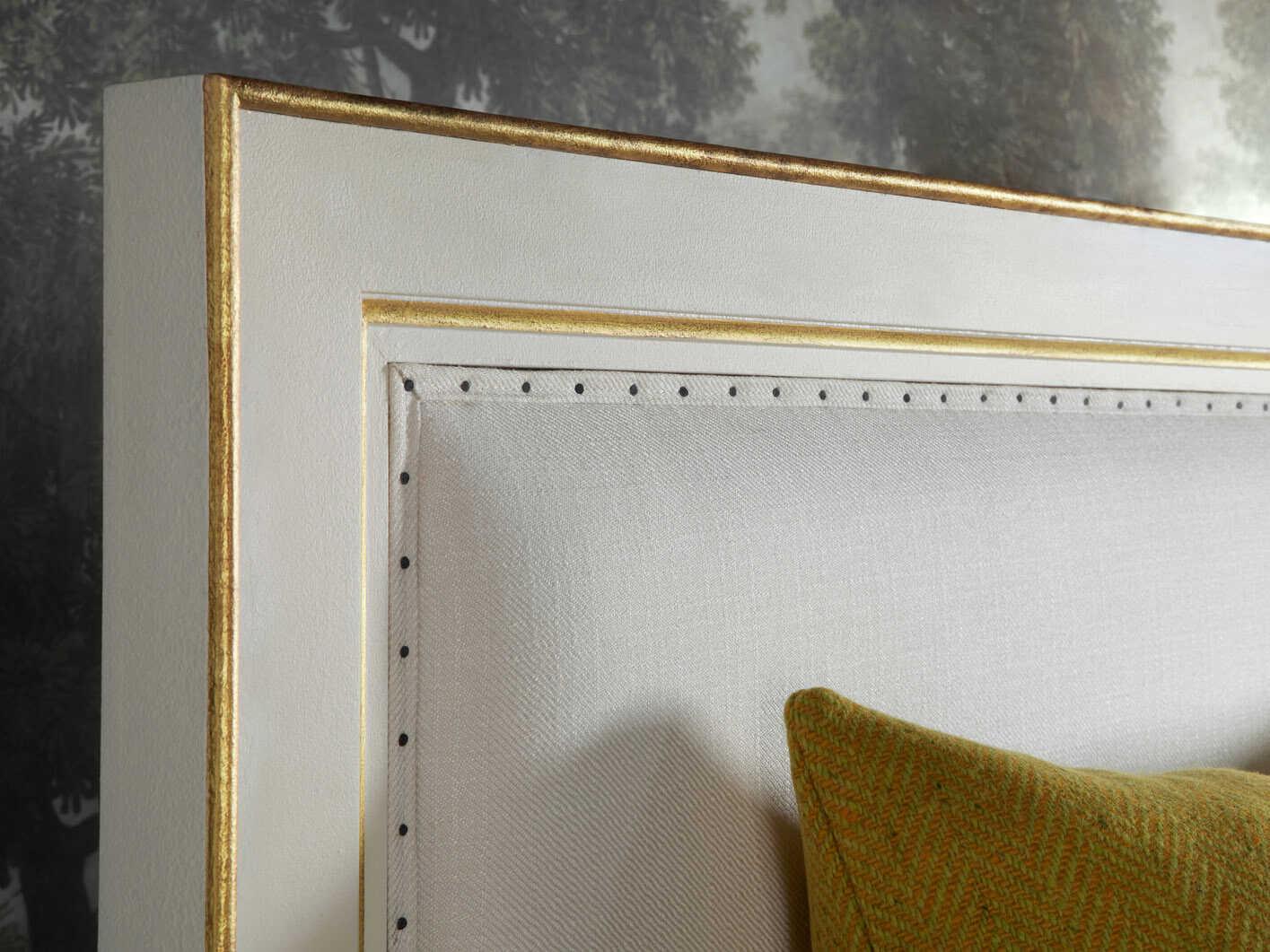 Modern History Home Covington Antique Painted White Gold Wood King Platform Bed