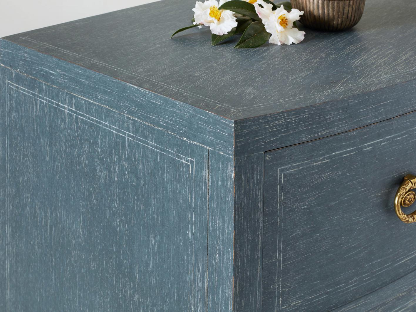 Modern History Home Arundel 3-Drawers Blue Oak Wood Nightstand