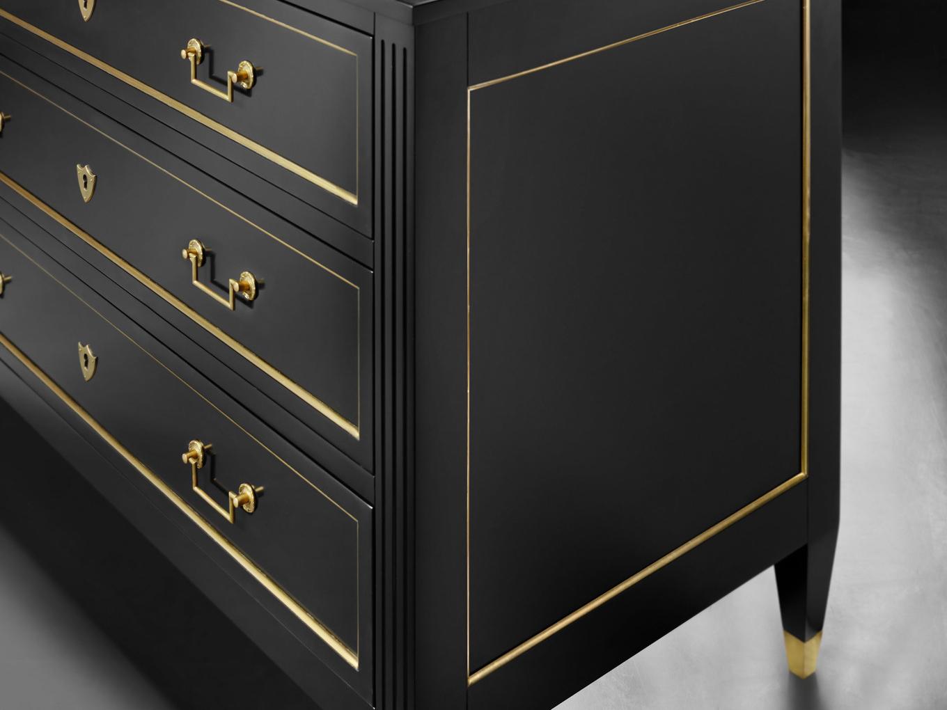 Modern History Home French 3-Drawers Black Dresser