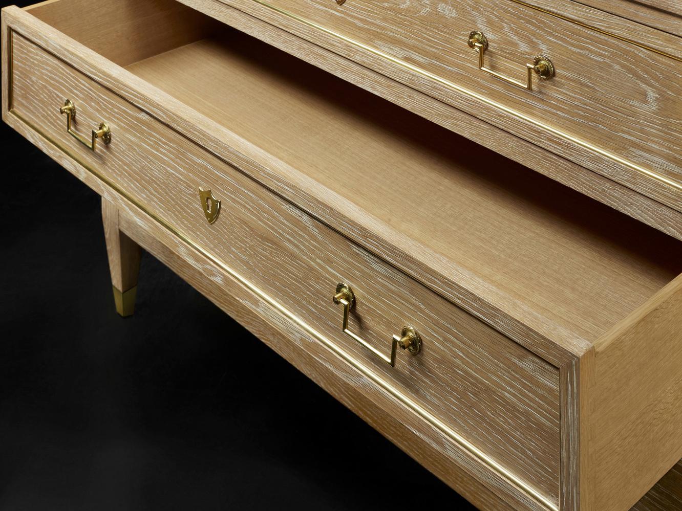 Modern History Home French 3-Drawers Beige Oak Wood Dresser