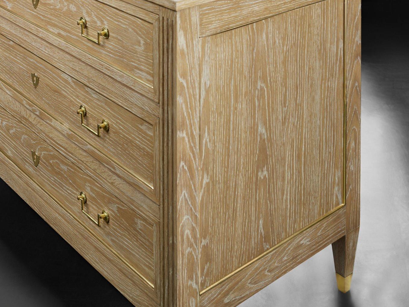 Modern History Home French 3-Drawers Beige Oak Wood Dresser