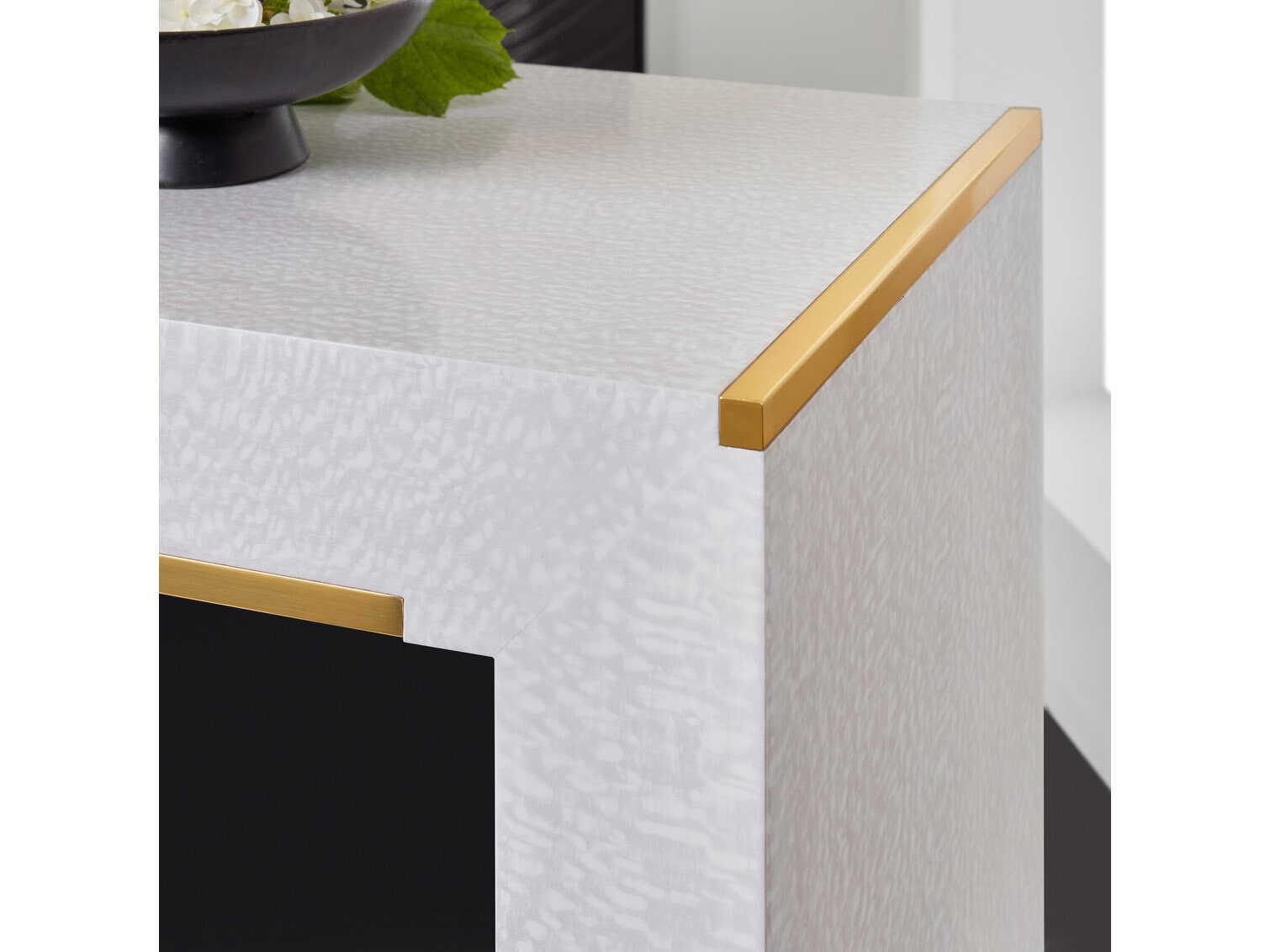 Modern History Home Mirage Rectangular White Lacewood Console Table