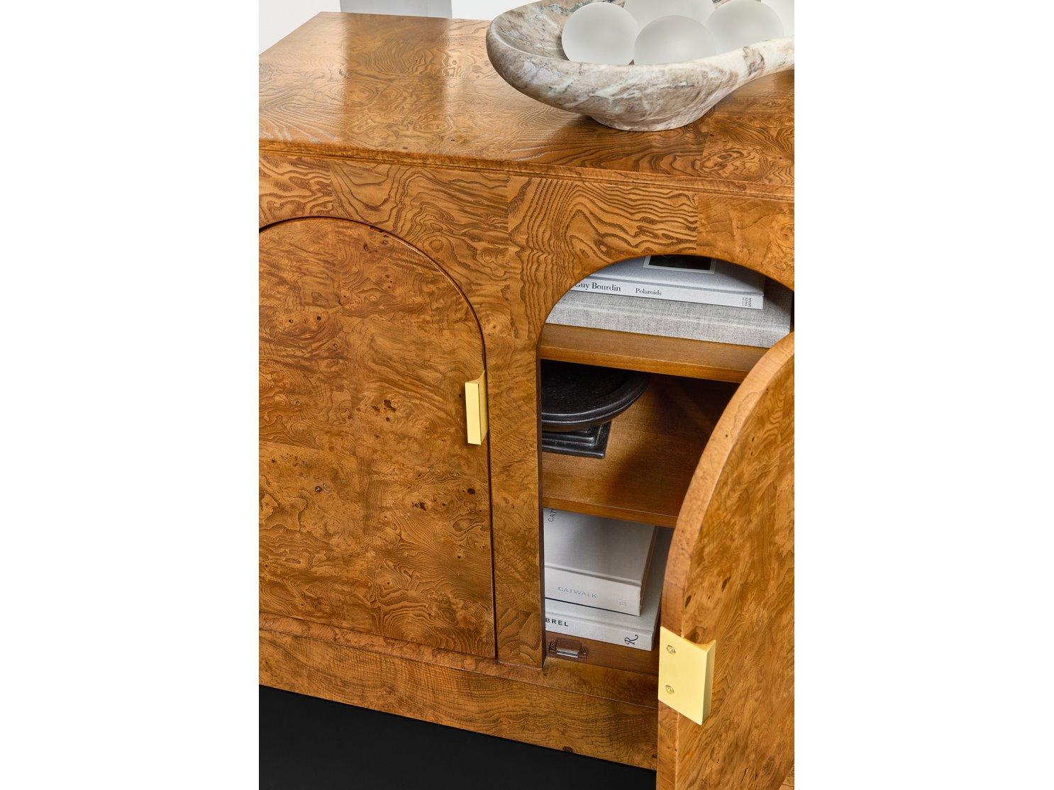 Modern History Home Arches 81" Burlwood Brass Sideboard