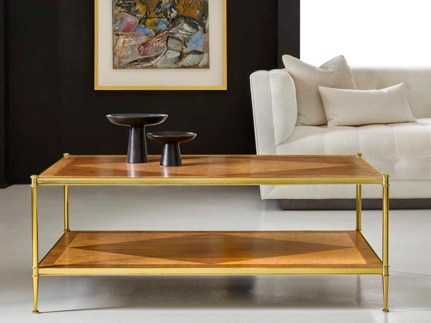 Modern History Home Oak Burl & Walnut Rectangular Wood Coffee Table