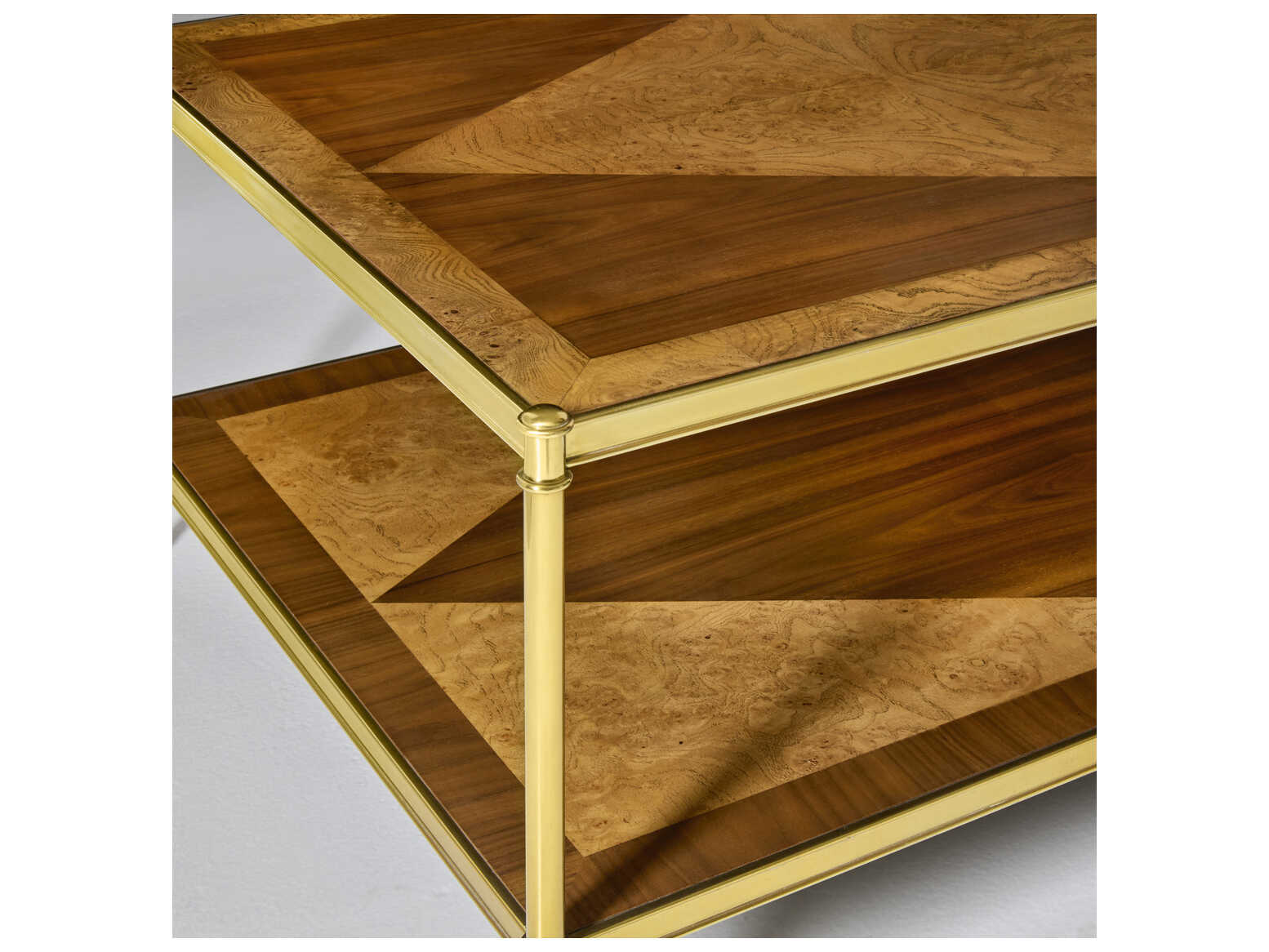 Modern History Home Oak Burl & Walnut Rectangular Wood Coffee Table