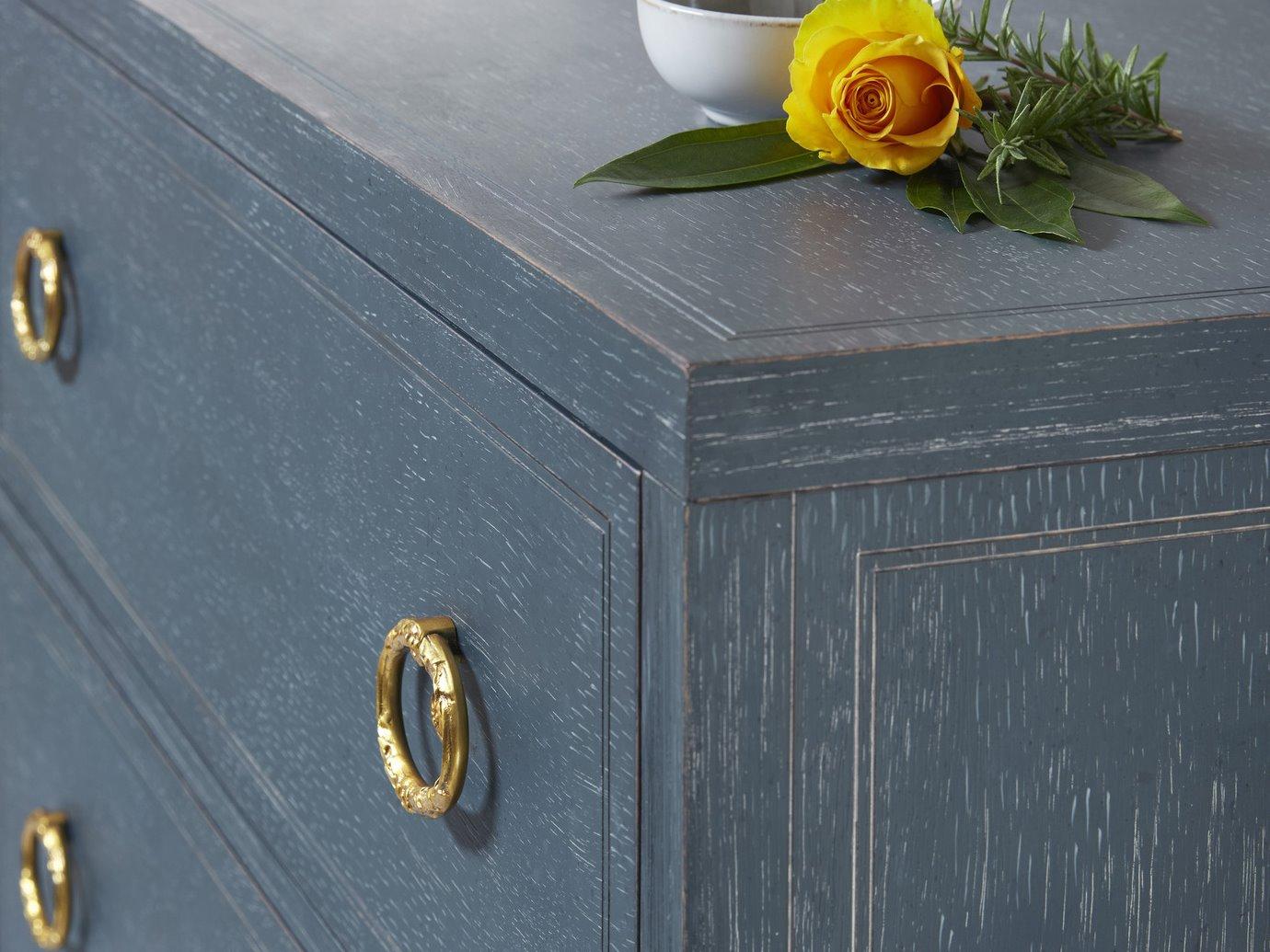 Modern History Home Arundel 6-Drawers Blue Oak Wood Double Dresser