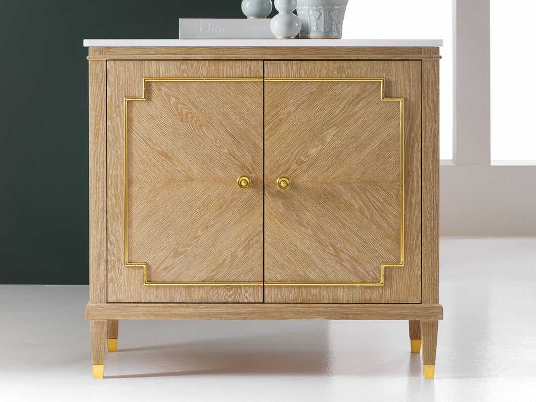 Modern History Home Noelle Beige Oak Wood Accent Cabinet