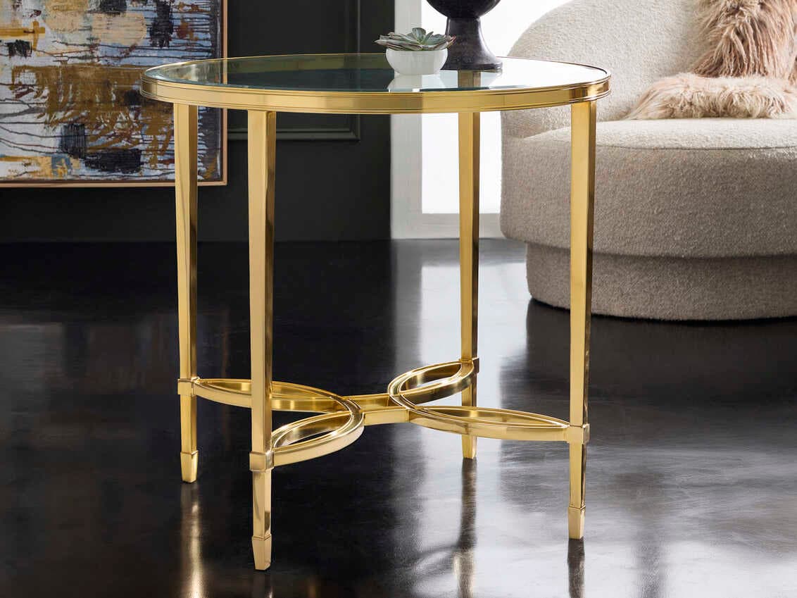 Modern History Home Brielle Round Glass End Table