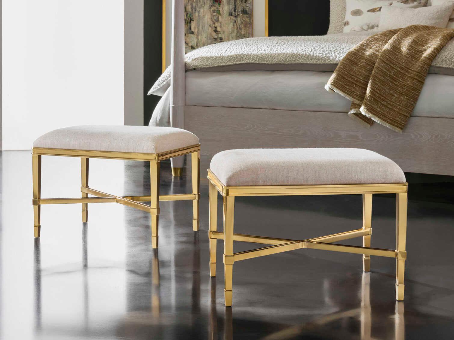 Modern History Home Brielle Gold Upholstered Accent Bench